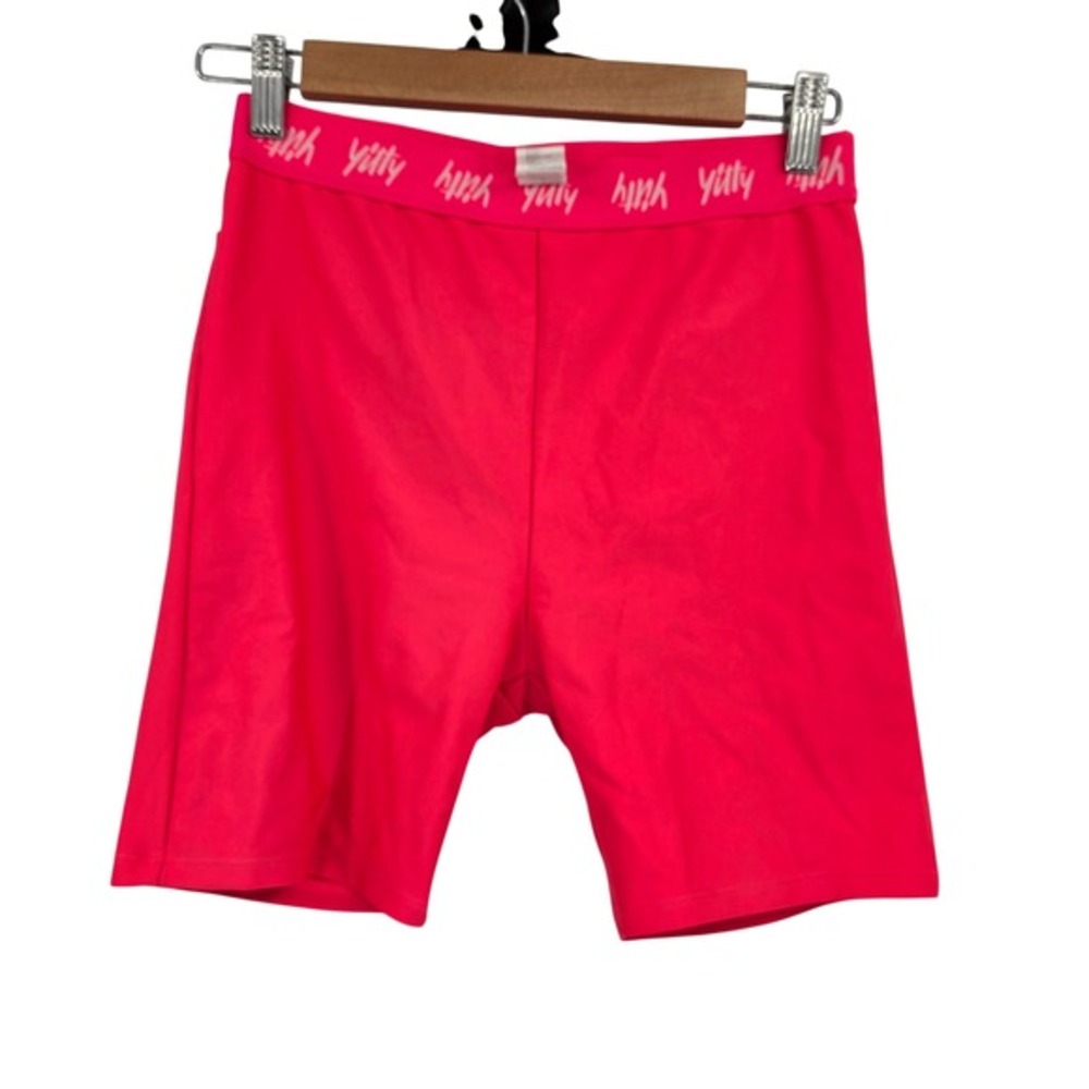 Yitty by Lizzo Pink High Waisted Biker Shorts Logo Waistband Size‎ Medium